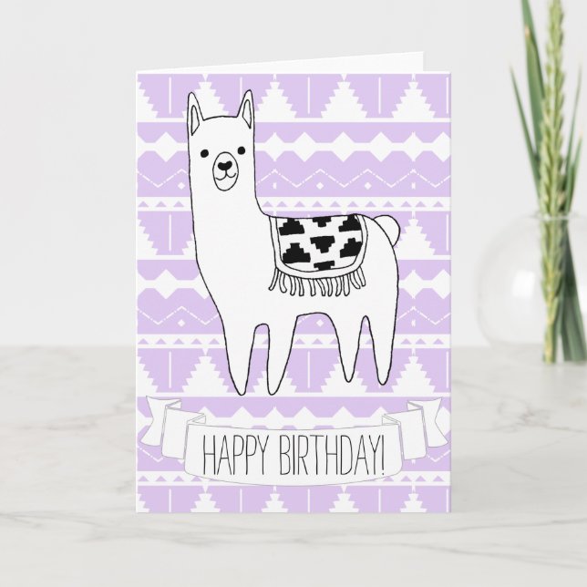 Carte Design moderne Sketchy Aztec Llama Joyeux annivers (Devant)