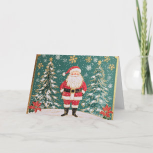 Carte Design Père Noël et Snowflakes Gold Accentué