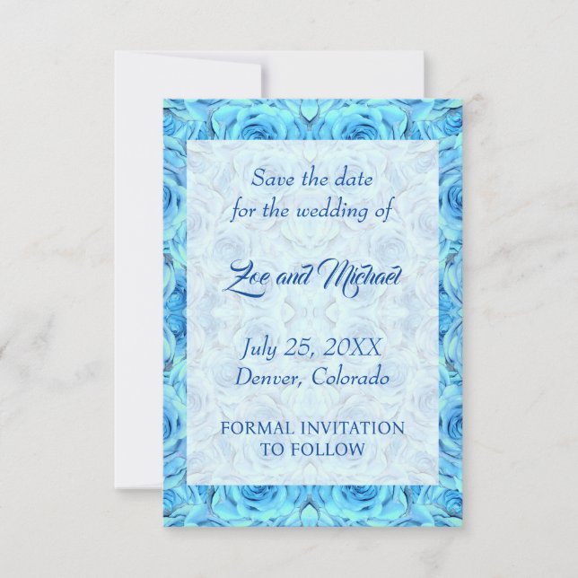 Carte Design rose opulent en turquoise enregistrer la da (Devant)