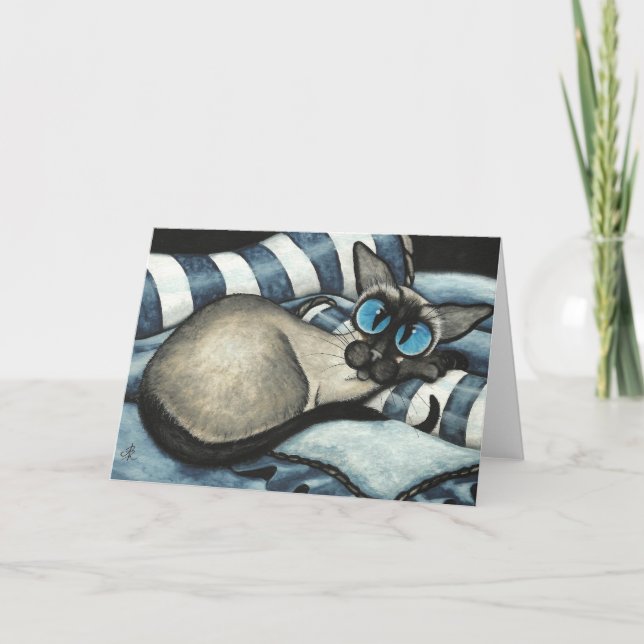 Carte Design siamois bleu (Devant)