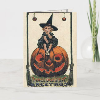 Carte Designs Halloween sorcière vintage