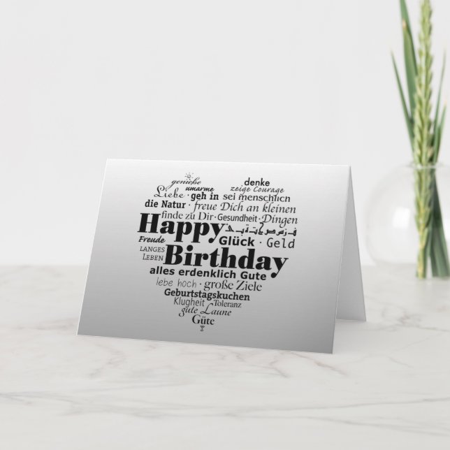 Carte Désir d'anniversaire en plusieurs langues (Devant)