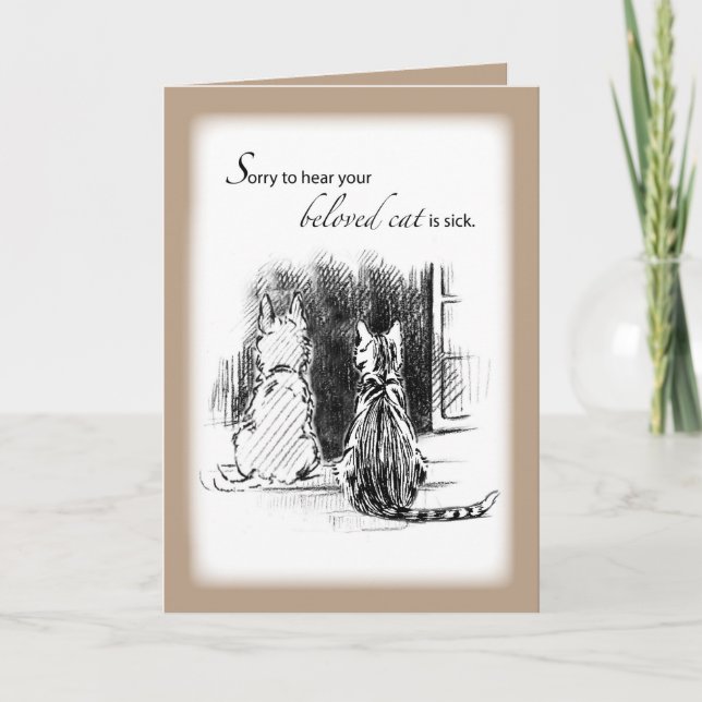Carte Désolé d'entendre Chat est malade, Chat & Chien re (Devant)