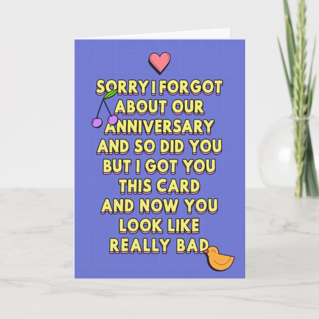 Carte Désolé, j'ai oublié notre anniversaire (Devant)