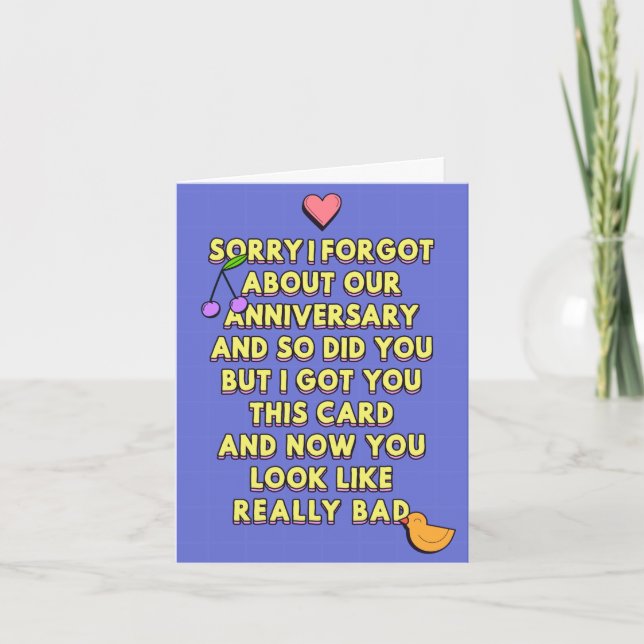 Carte Désolé, j'ai oublié notre anniversaire (Devant)