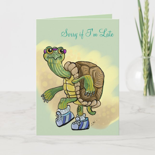 Carte Désolé, je suis Tortue tardive en Basket (Devant)