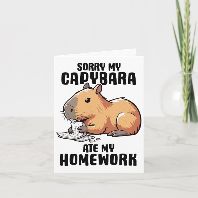 Carte Désolé Mon Capybara A Mangé Mes Devoirs Drôle Capy (Devant)