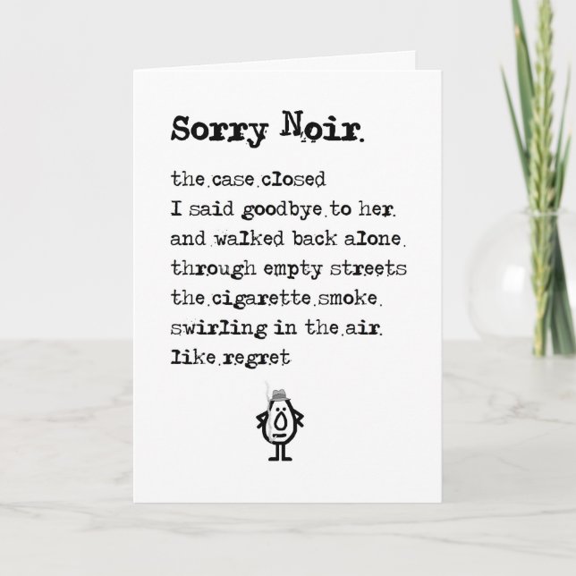 Carte Désolé Noir - Un Poème D'Excuses Dur (Devant)