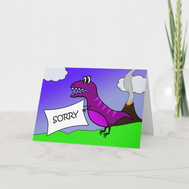 Carte Désolé, T-rex Dinosaur, Excusez le cerveau reptili (Devant)