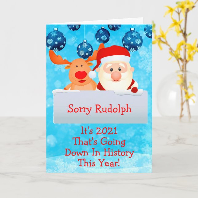Carte Désolée Rudolph 2021 dans l'histoire Joyeux Noël (Fleur jaune)
