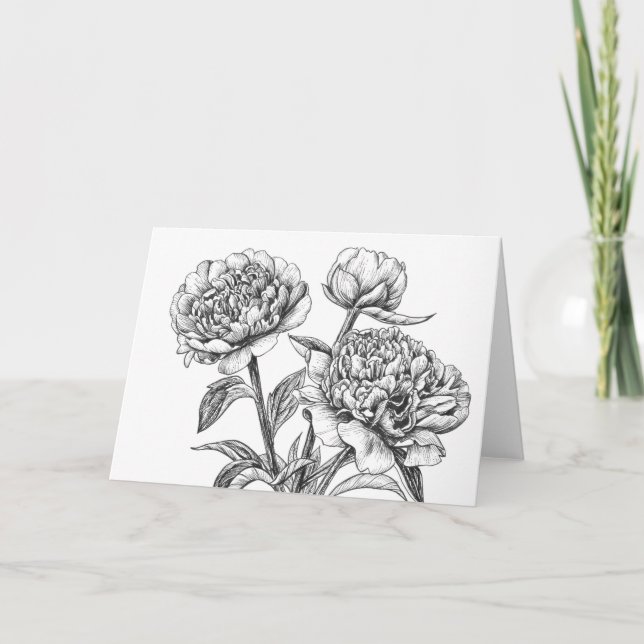 Carte Dessin à encre de rose (Devant)