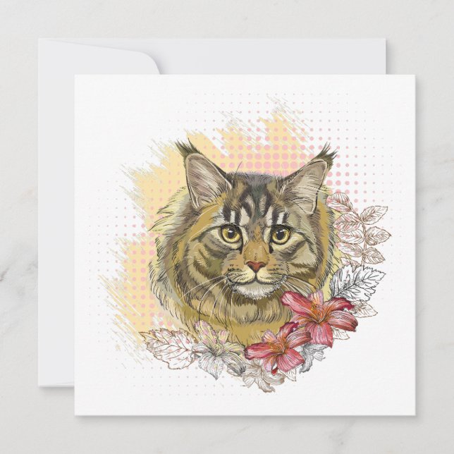 Carte Dessin à la main drôle mignon manon Maine avec des (Devant)