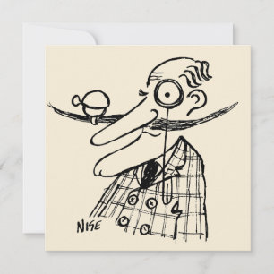 Carte Dessin amusant d'Aristocrat avec Handlebar Mustach