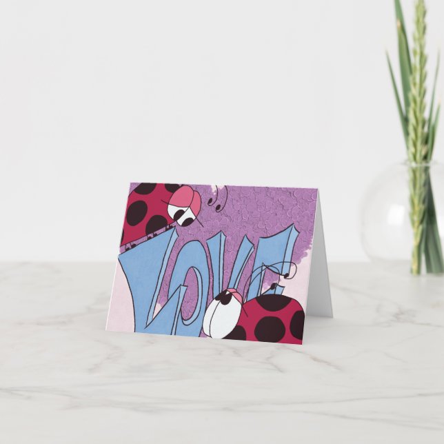 Carte Dessin animé d'amour de coccinelle adorable (Devant)