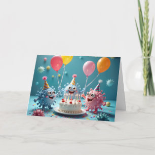 Carte Dessin animé d'anniversaire Fête de microbes
