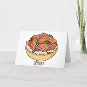 Carte dessin animé de bagel saumon