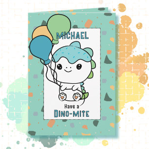 Carte Dessin animé de dinosaure drôle pour 3ème annivers