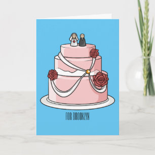 Carte dessin animé de gâteau mariage