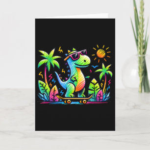 Carte Dessin animé dinosaure planche à roulettes esthéti