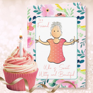 Carte Dessin animé féminin pour 80e anniversaire sarcast