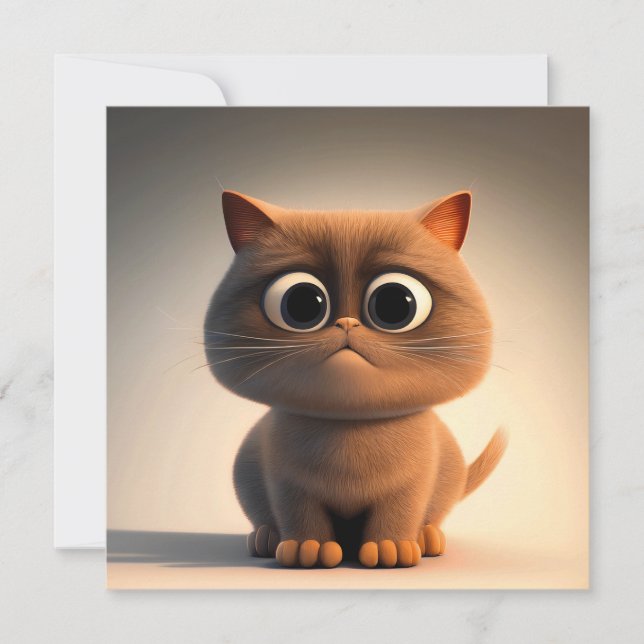 Carte dessin animé illustration d'un chat mignon (Devant)