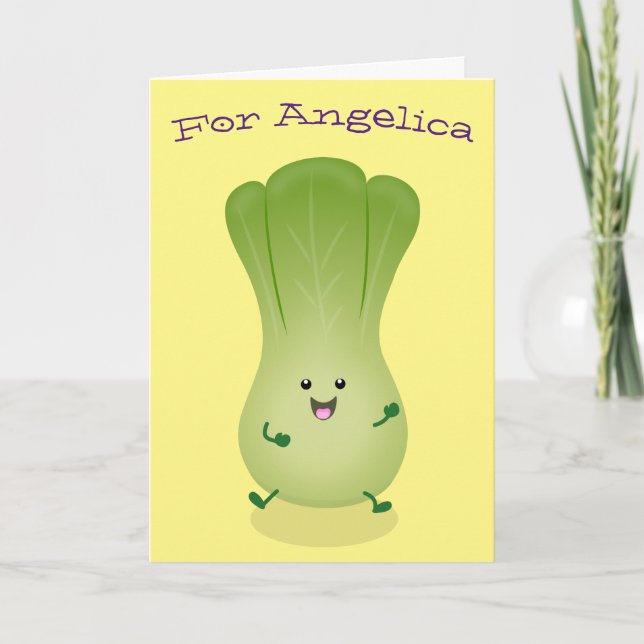 Carte dessin animé mignon de bok choy (Devant)