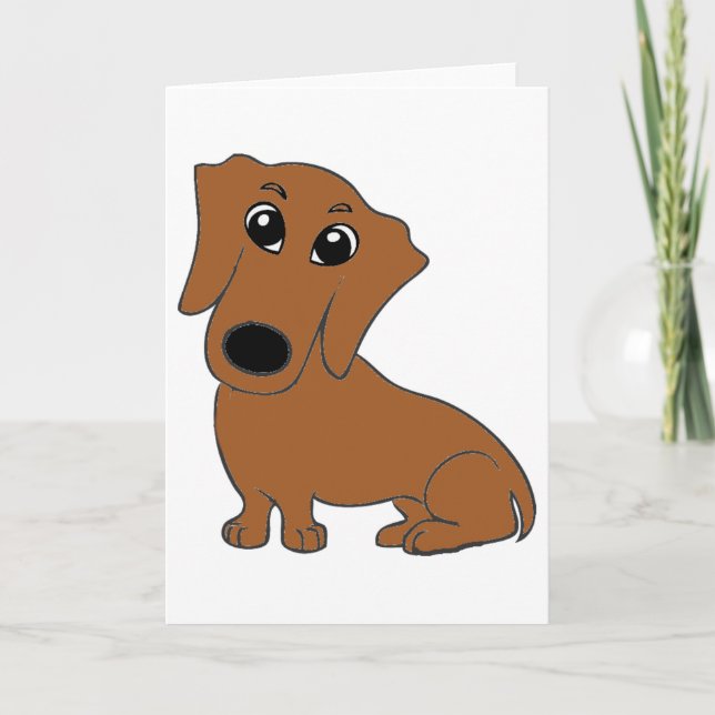 Carte dessin animé rouge de dachshund (Devant)
