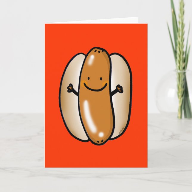 Carte dessin animé saucisson hot dog (Devant)