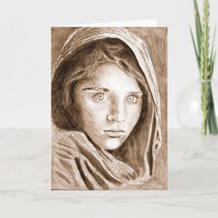 Carte Dessin au crayon de 2004 de la sépia de la réfugié