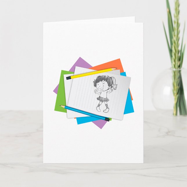 Carte Dessin avec crayons colorés (Créateur téléchargé)