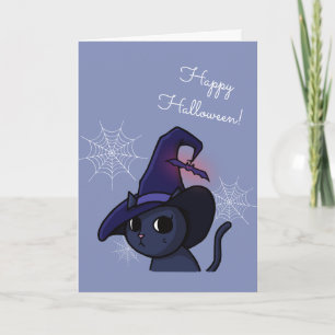 Carte Dessin de chat pour sorcière Kawaii Halloween