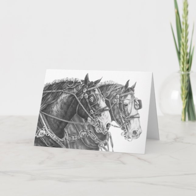 Carte Dessin de cheval de trait de Clydesdale par le (Devant)