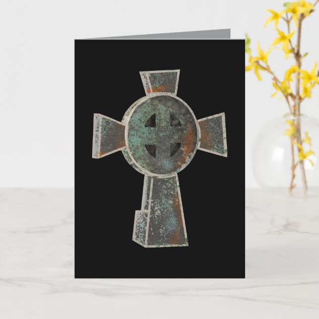 Carte Dessin de croix de tête de cimetière gothique d'Ha (Fleur jaune)