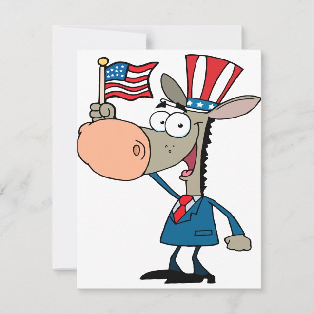 Carte dessin de l'âne patriotique mignon démocrate (Devant)