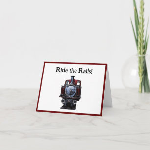 Carte Dessin de locomotives vintage rouge et bleu