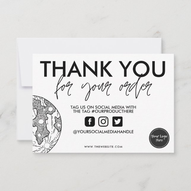 Carte Dessin de main de lune espace étoilé insérer éléga (Devant)