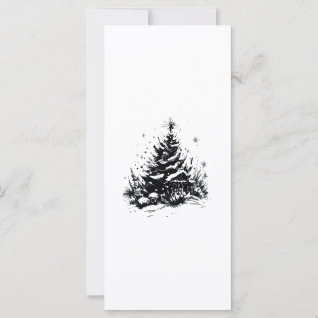 Carte Dessin de Noël noir et blanc (Devant)