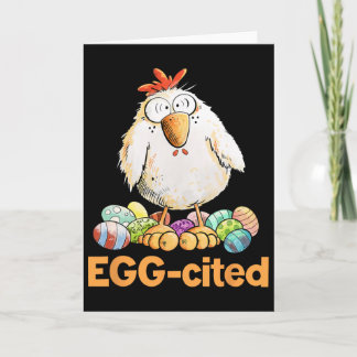 Carte Dessin de poulet de Pâques drôle excitant