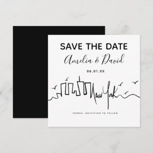 Carte Dessin de script New York Enregistrer la date