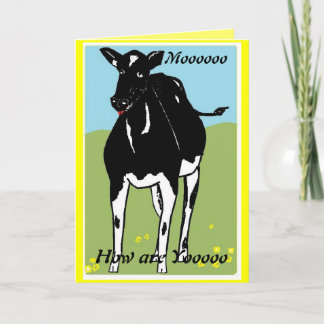Carte Dessin de vache, disant Mooo, comment allez-vous ?