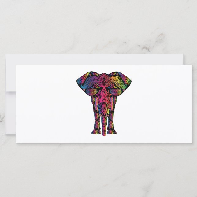 Carte Dessin d'éléphant coloré (Devant)