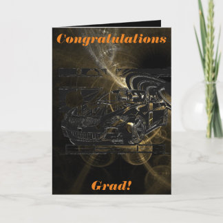 Carte Dessin d'encre de Montage - voiture de sport le ch