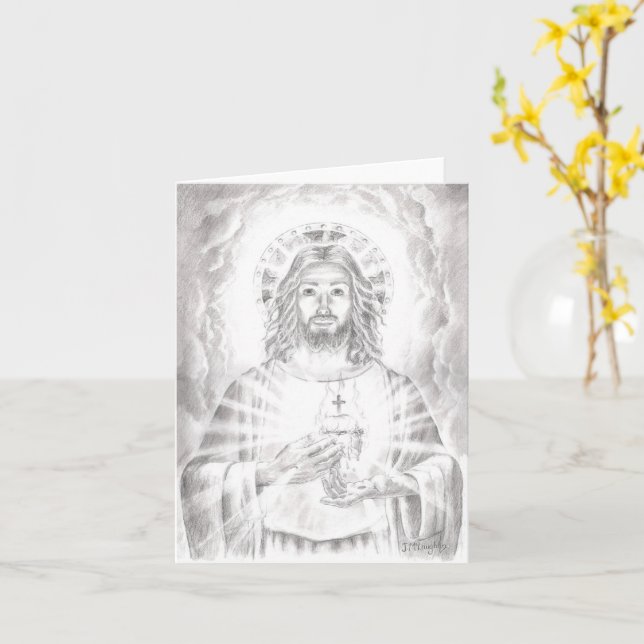 Carte Dessin du "Sacré Coeur de Jésus", Jenny McLaughlin (Fleur jaune)