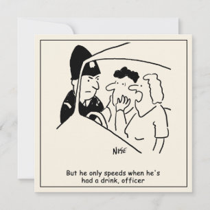 Carte Dessin d'une femme avec un mari qui est un conduct