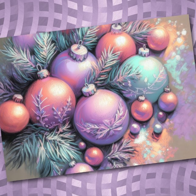 Carte Dessin dur Pastel Motifs de Noël Purple Pêche (Créateur téléchargé)