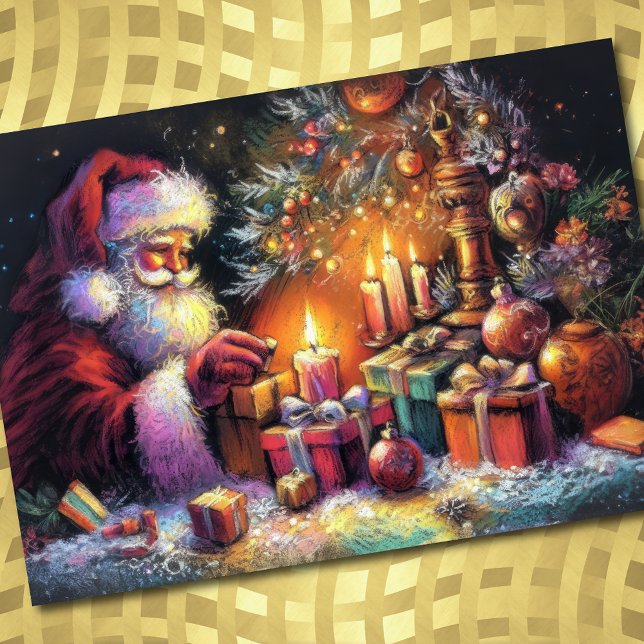 Carte Dessin dur Pastel Noël Fête du Père Noël (Créateur téléchargé)