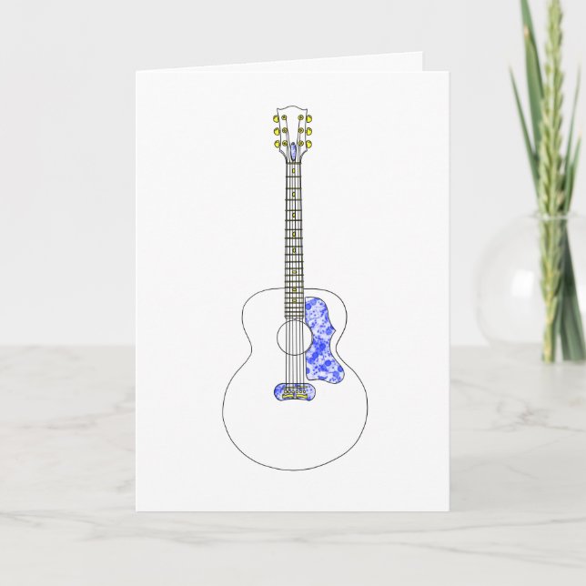 Carte Dessin en ligne simple Guitare acoustique Cool Mus (Devant)