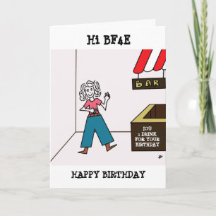 Carte Dessin Femme à Bar IOU - BF4E Joyeux anniversaire