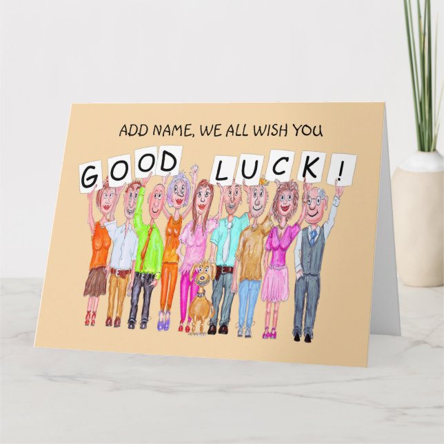 Carte Dessin humoristique de personnes souhaitant bonne  (Devant)