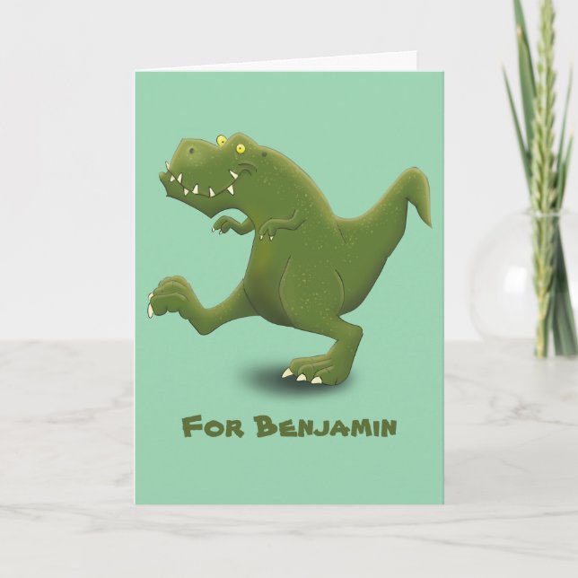 Carte Dessin humoristique sur les dinosaures de T rex (Devant)